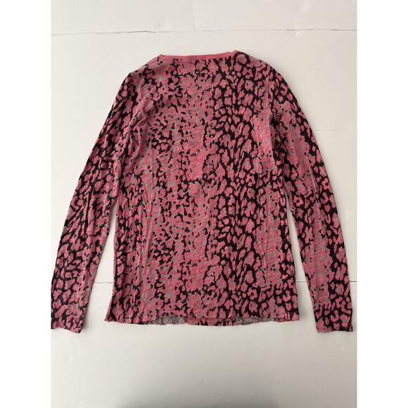 ATM Anthony Thomas Melillo Top Women S/P Pink Black Animal Print Distressed Hem - Picture 13 of 13